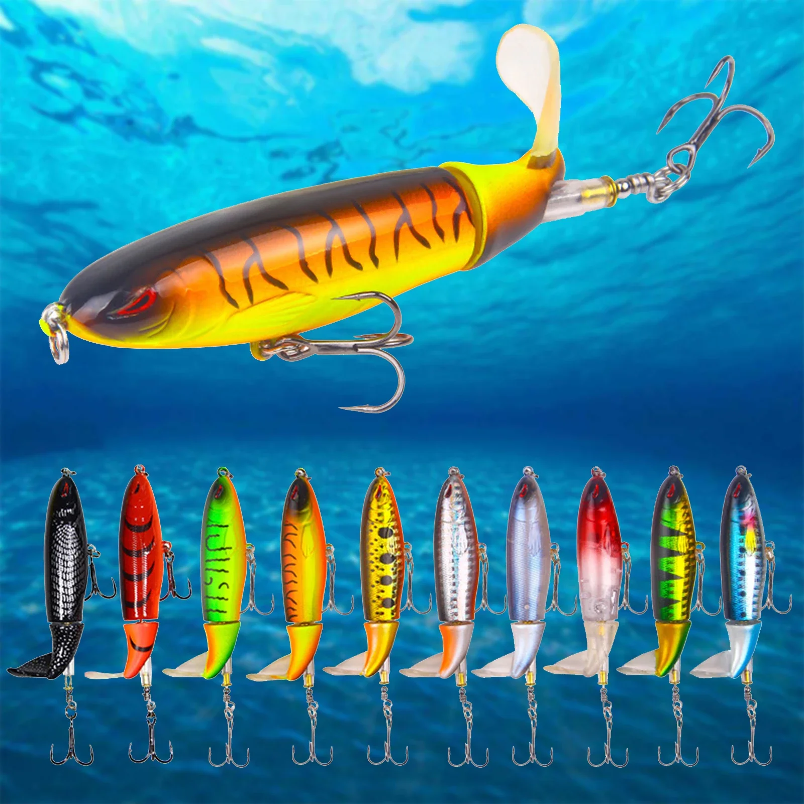 

FOCARP Whopper Popper 10cm/11cm/14cm Topwater Fishing Lure Rotating Tail Wobbler Hard Plopper Artificial Bait Carp Fish Tackle