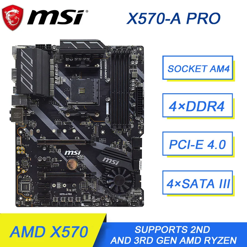 

MSI X570-A PRO AM4 Motherboard DDR4 Motherboard 128G PICI-E 4.0 PCI-E 4.0 M.2 SATA III USB3.2 AMD X570 For RYZEN 9 3900X 3300X