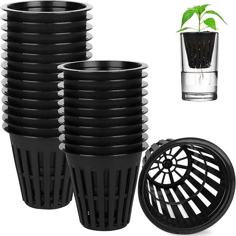 

10 pcs Black Hydroponic Colonization Mesh Pot Net Cup Basket Planting Grow Clone Nursery Plant Soilless