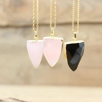 natural obsidian arrow pendants necklaces healing rose quartzs faceted slab nugget charms women boho jewelry wholesalesqc3251