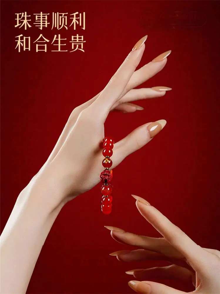 2025 год змеи в китайском стиле Hongyun браслет на рождения красный агат зодиак