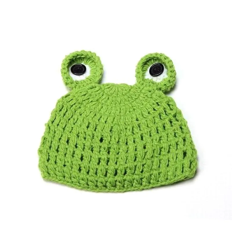 Hand-Knitted Cute Baby Girl Frogs Clothing Set Newborn Photo Crochet Knit Hat Girl Boy Cap Baby Photography Props Costume images - 6