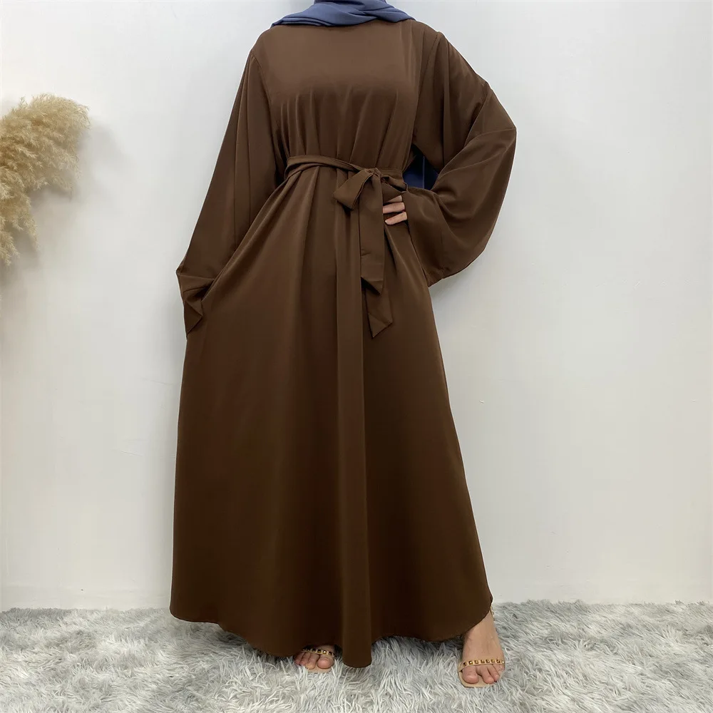 

Muslim Fashion Hijab Dubai Abaya Long Dresses Women with Sashes Islam Clothing Abaya African Dresses for Women Musulman Djellaba