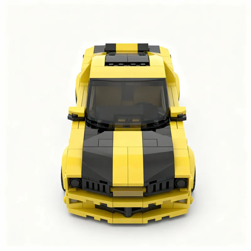 Фото 333 детали MOC City Champions Camaro SS Bumblebee, модель из строительных блоков, рождественские подарки, конструктор, игрушка для творчества, подарок на день рождения, художественная экспозиция своими руками. №1