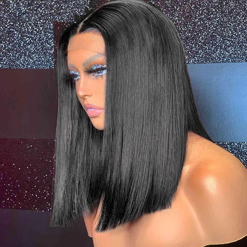 

Парик из человеческих волос бордового цвета, без клея, 200 плотности, 13x4