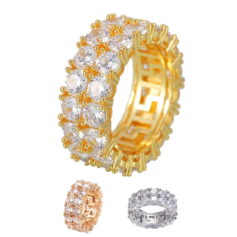 

Bling Big Zircon Stone Gold Silver Color Hip Hop RIngs for Women Man Fashion Wedding Engagement Jewelry Best Gift 2022