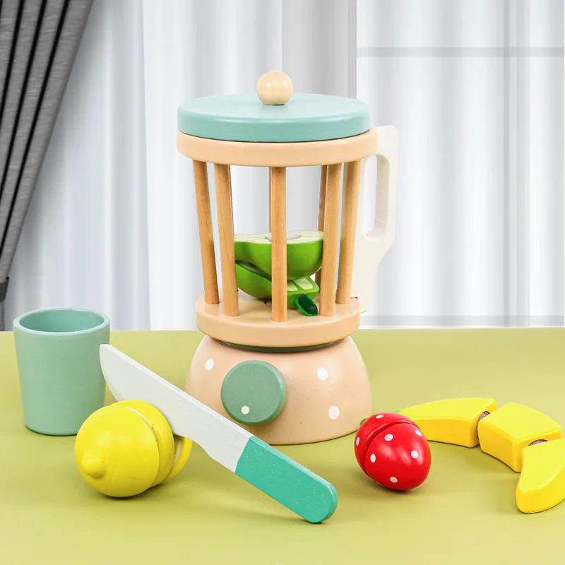 Wooden Smoothie Maker toy - Includes wood Blender, cup, Frui
