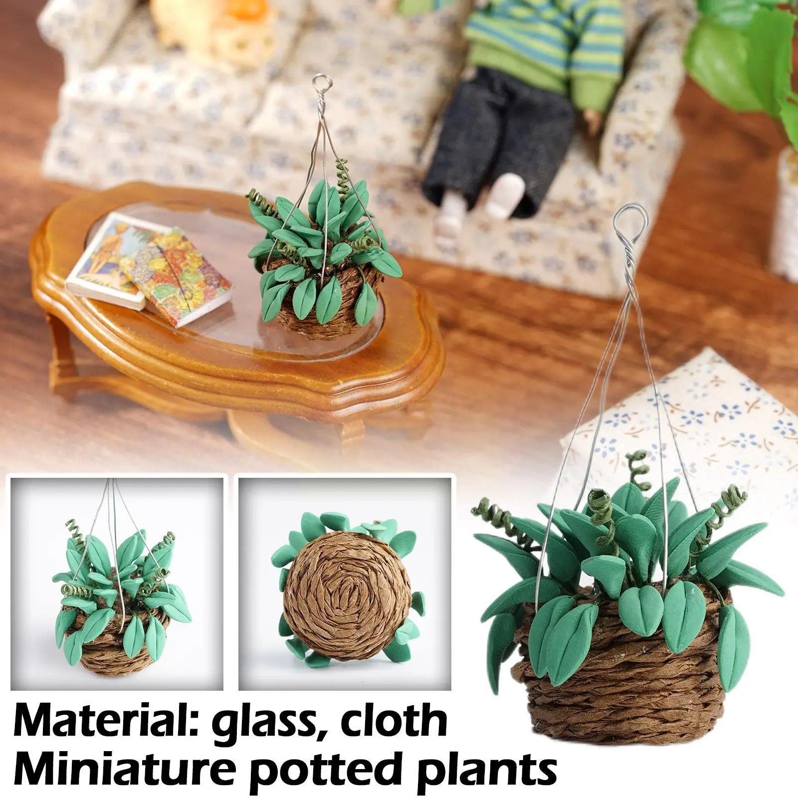 

1:12 House Miniature Accessories Mini Green Potted Plant Simulation Hanging Flower Model For House Decoration Craf K7t0