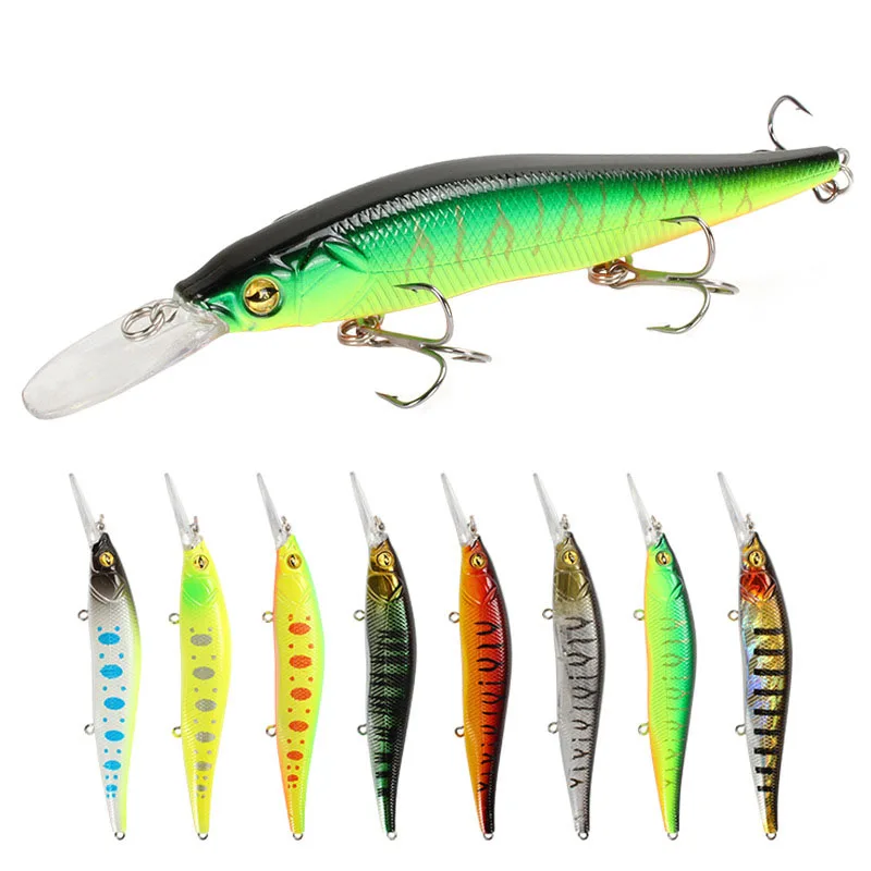 

1pcs Fishing Lure 130mm/15.6g Minnow Crankbait Wobblers 3D Eyes Perch Artificial Bait Pike Carp Bait Swim Bait Fishing Pesca