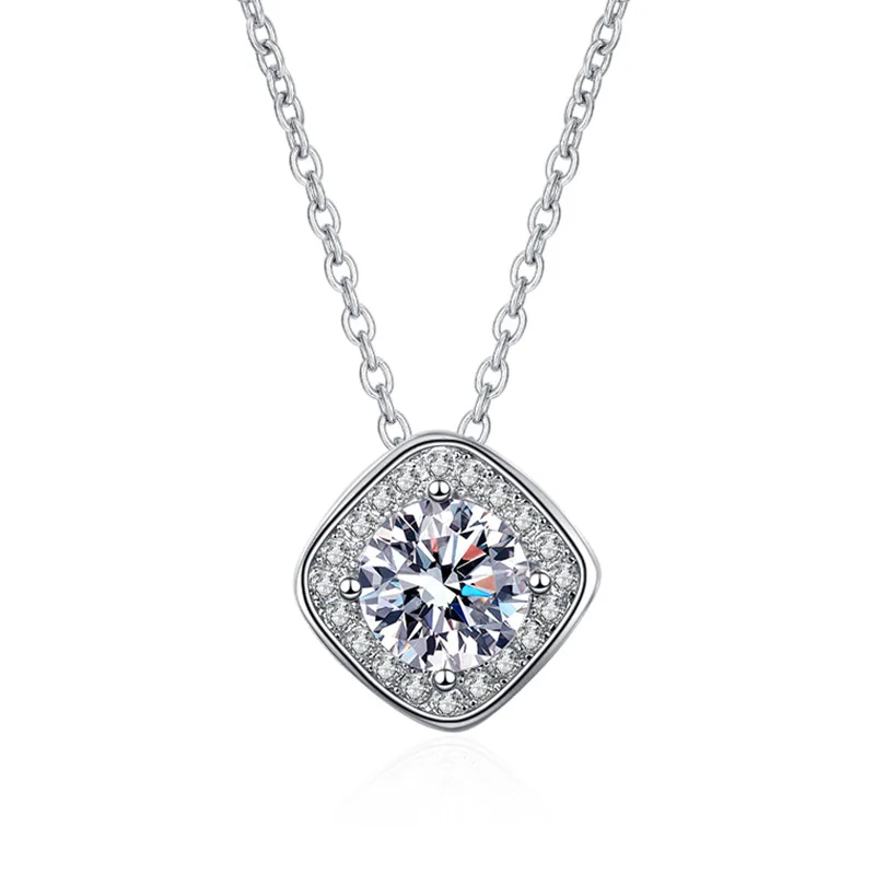 

Moissanite Diamond Necklace 925 Sterling Silver Jewellery Women Square Shape Jewelry Pendant Moissanite Diamond Necklace