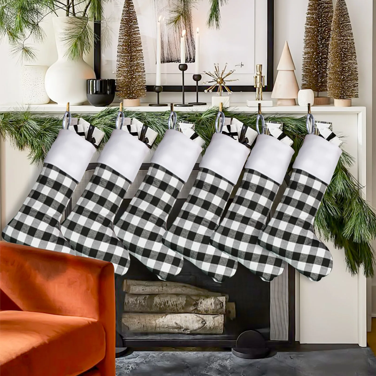 Рождественские чулки комплект из 6 предметов черный белый/красный и фермерский