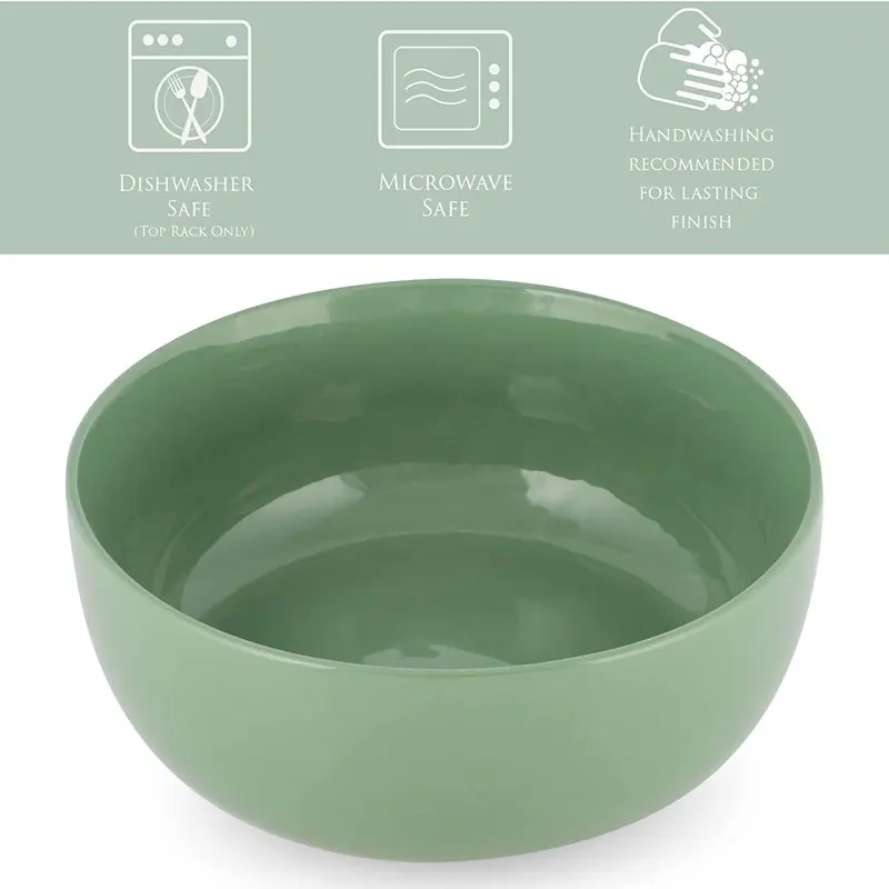 

Glossy Ceramic 8.5 inch Pasta Bowls Set of 2, Sage Green