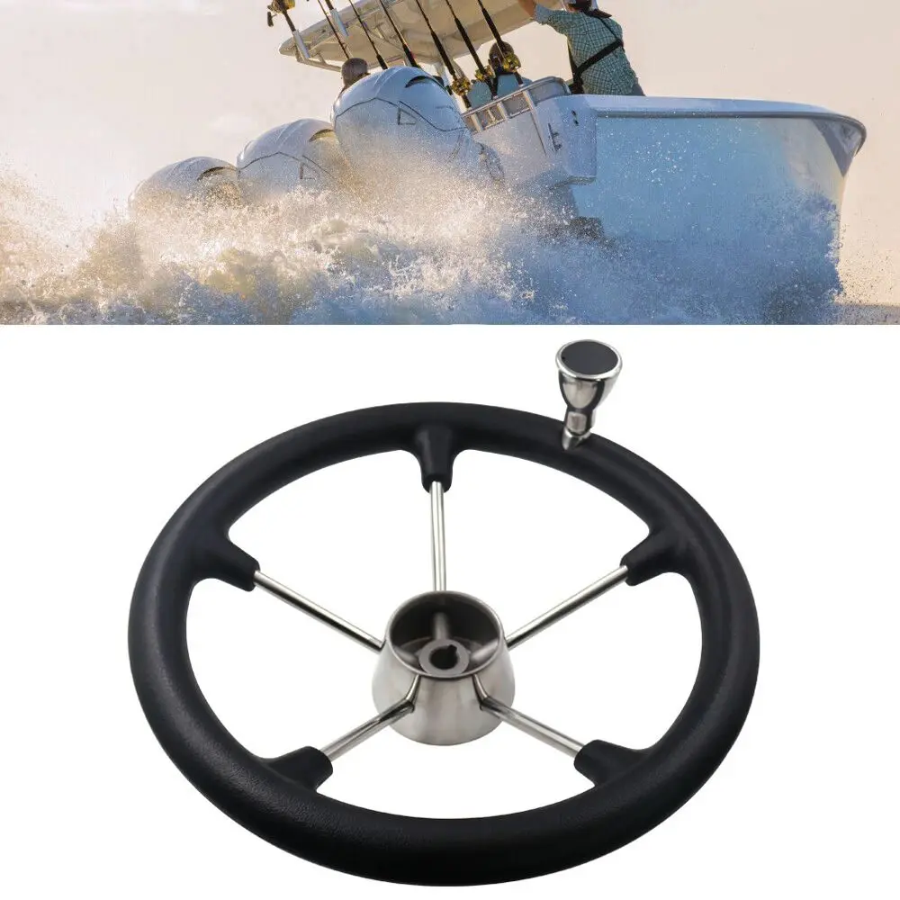 

Polyurethane Foam Retrofit Stainless Steel Accessories Yacht Steering Wheel 5 Spokes Marine 355mm