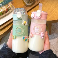 560ml ins water bottle with straw cute plastic anti slip leak proof mug portable sport cup outdoor travel drink tumbler summer