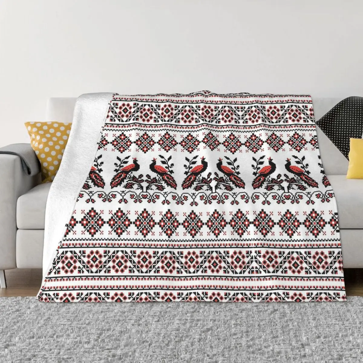 

Ukraine Patriotic Embroidery Portable Warm Throw Blankets for Bedding Travel