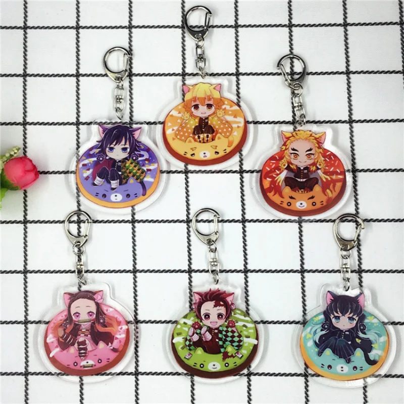 

New Demon Slayer Kimetsu No Yaiba Blade of Ghost Keychain Cute Characters Acrylic Pendant Car Key Chain Fans Gift Anime Jewelry