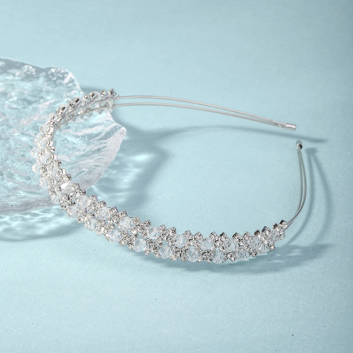 Роскошный свадебный головной убор со стразами Mori простые двухслойные головные