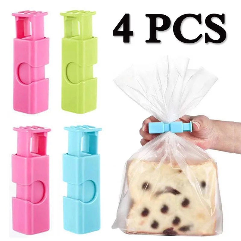 

2/4PCS Sealing Clip Portable Bread Snack Bag Sealer Food Seal Sealing Bag Clips Mini Vacuum Sealing Clamp Kitchen Storage Hook