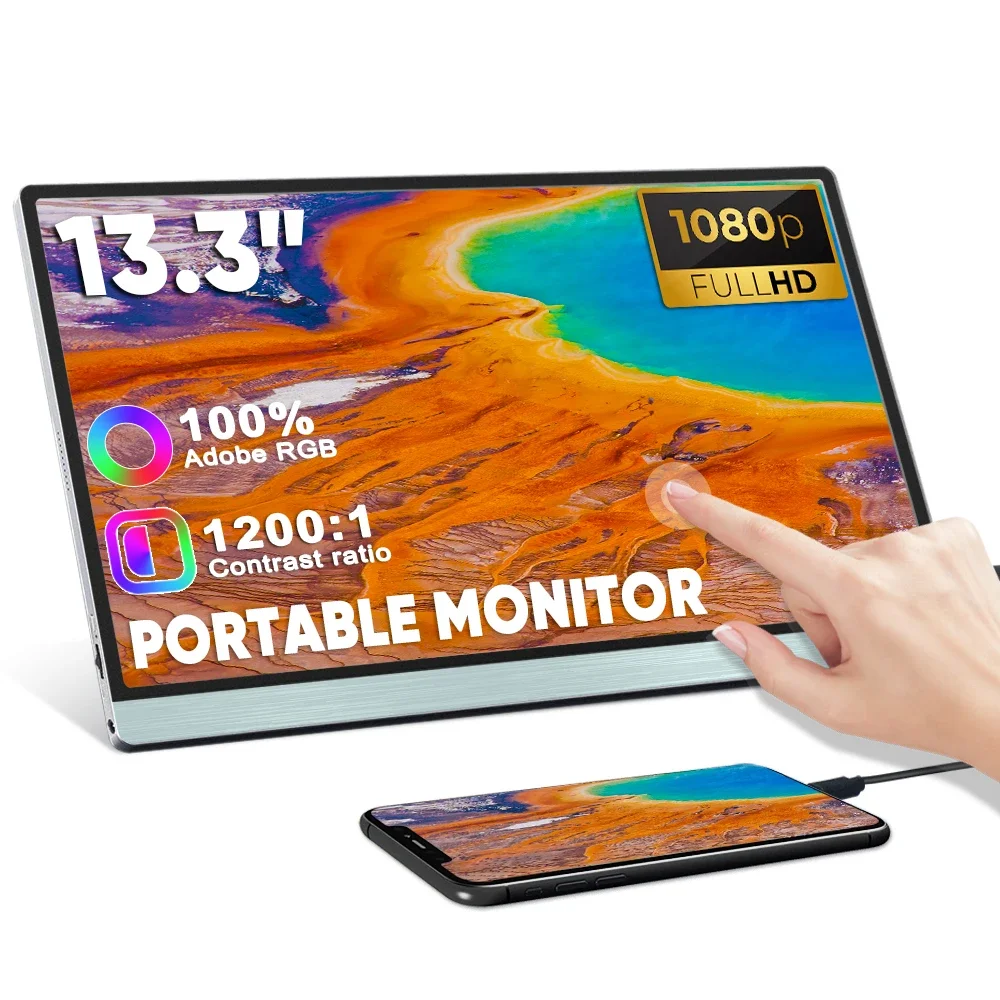 SIBOLAN 13 3-дюймовый монитор с сенсорным экраном Type-C 1920*1080P 60 Гц Refresh OEM USB C Портативный
