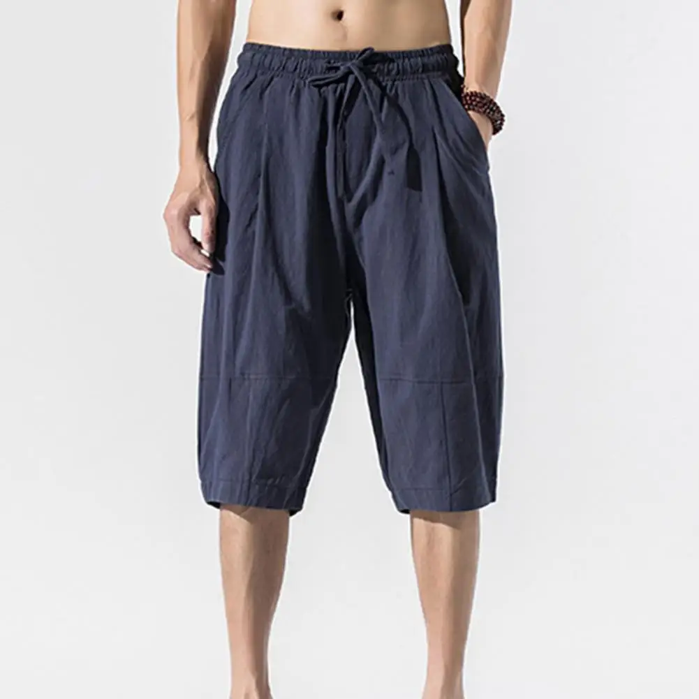 

Simple Popular Mid Waist Lace-up Cropped Pants Casual Cropped Pants Drawstring for Daily Wear