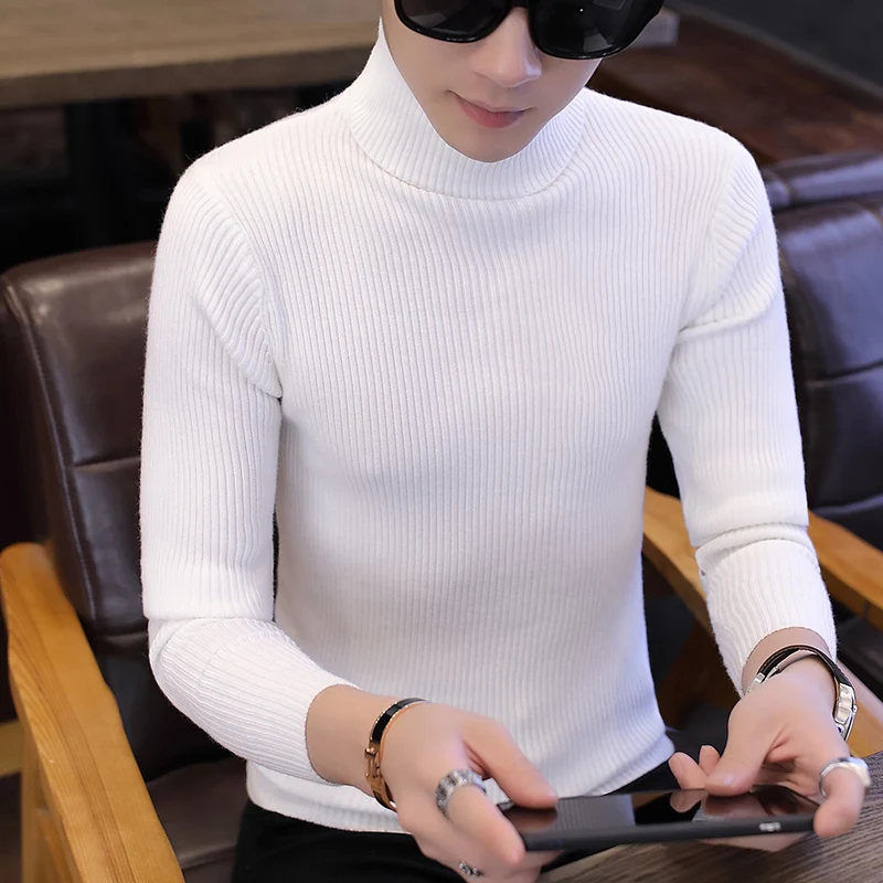 

KUANGNAN Thin Turtleneck Men's Sweater Man Best Selling Product 2023 Mens Clothes Pullover Korean Luxury Clothing Knit Pullovers