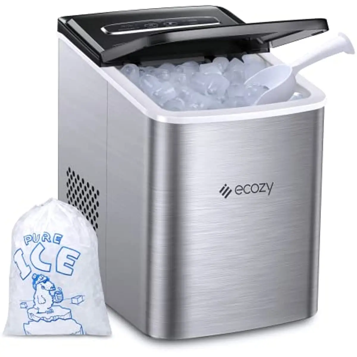 

Портативная Ледогенератор ecozy, 9 кубиков в готовности за 6 минут, 26 фунтов за 24 часа, самоочищающаяся ледогенераторная машина