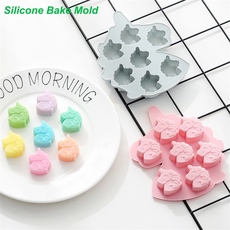 

7 Cavities Unicorn Shape Handmade Soap Silicone Mold Cake Decorating Tools Soap Molds for Soap Making Cake Chocolate Mold
