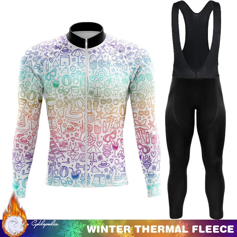 Зимний термофлисовый велосипедный трикотаж для горных велосипедов Ciclismo Hombre