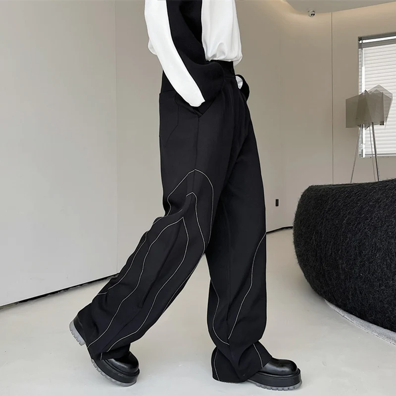 LUZHEN модные элегантные прямые костюмные брюки мужские 2024 новая модная линия в