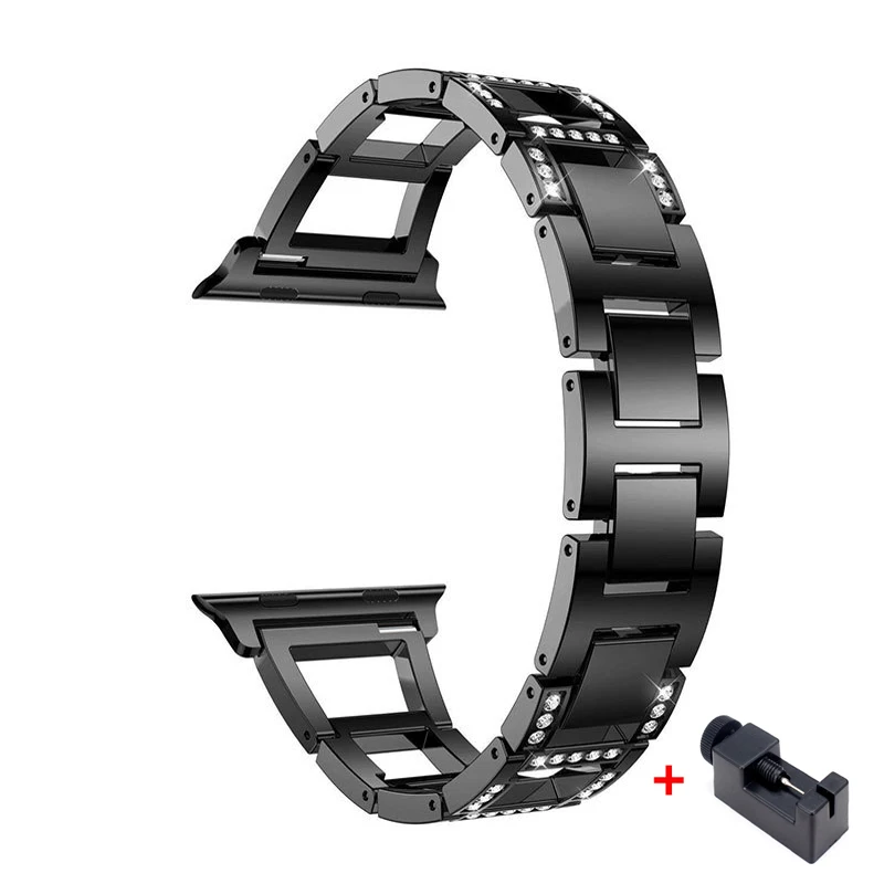 Stainless steel Strap For Apple watch band 7 45mm 41mm 6 5 4 44mm 40mm Diamond bracelet wrist correa Iwatch series 3 2 38mm 42mm