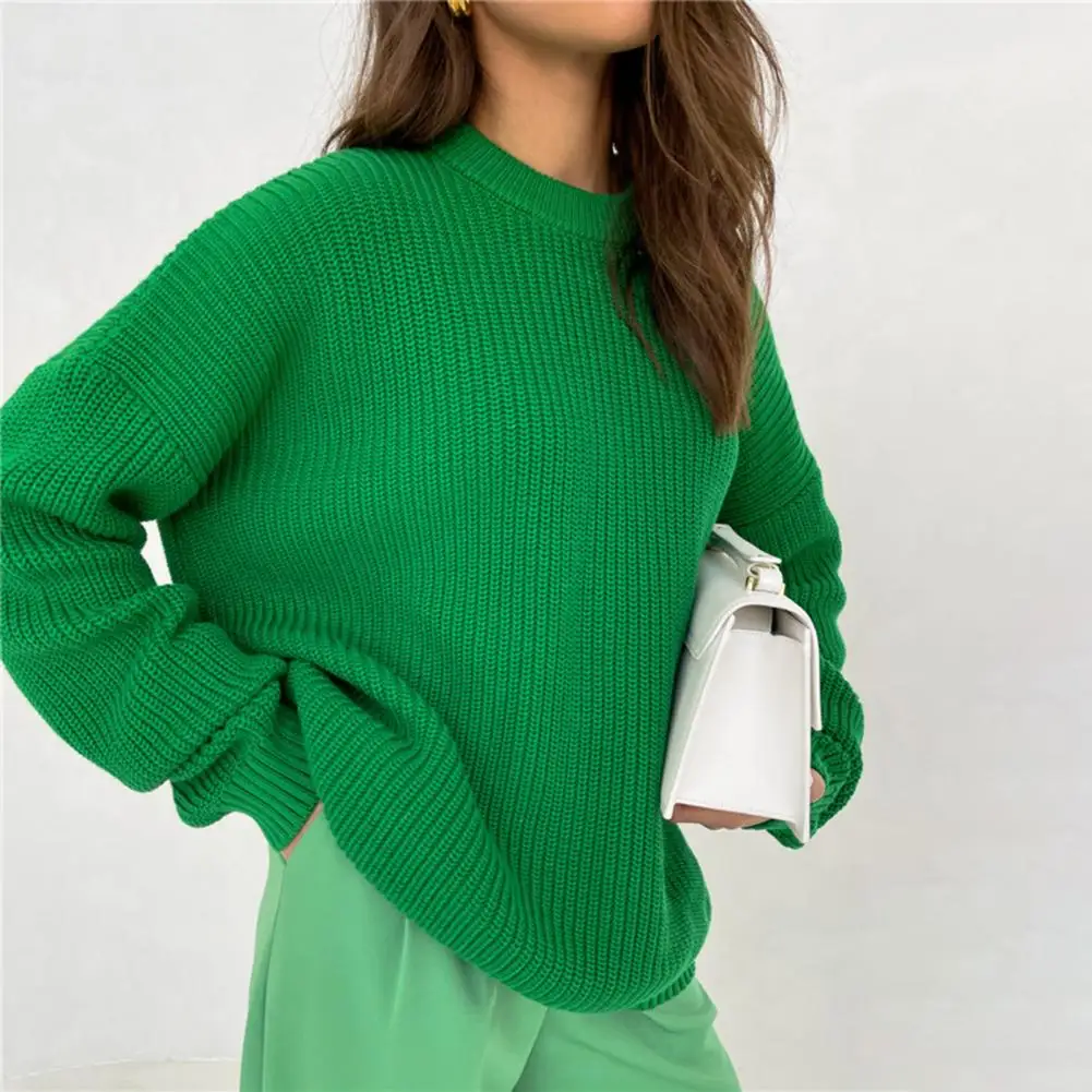 

Winter Sweater Chic Women Pullover Solid Simple Fashion Knitted Sweater Skin-Touch Knitted Sweater