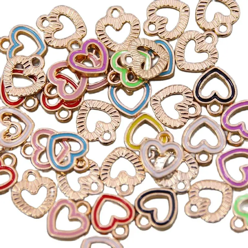 50 шт. 12*11 мм Подвески эмалевые с вырезами сердца подвески ожерелья Аксессуары diy любовь Изготовление ювелирных изделий своими руками S