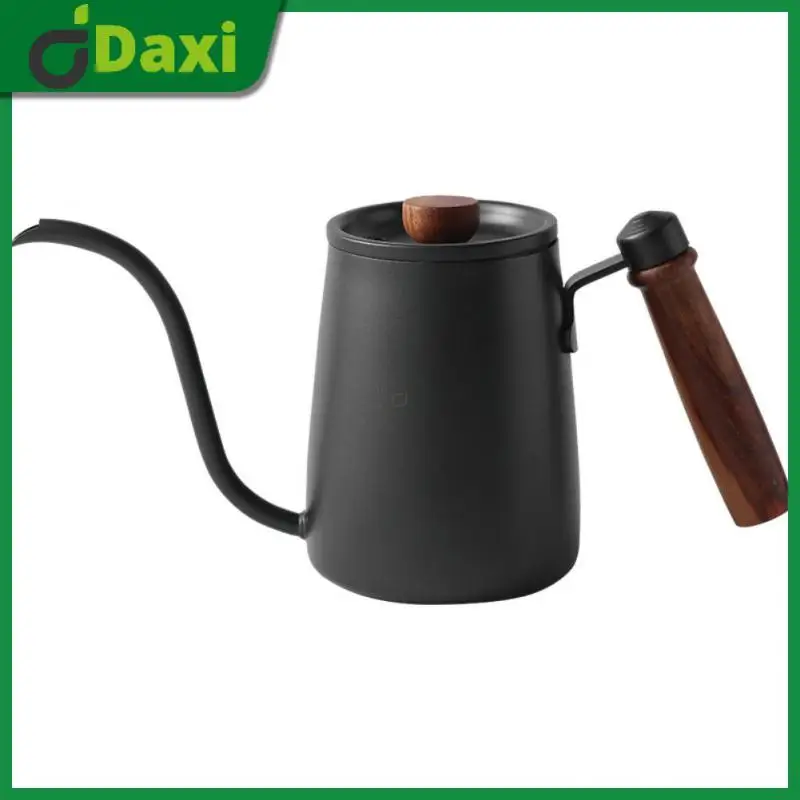 

Swan Neck Thin Mouth Hand Brewed Coffee Pot With Solid Wood Handle Stainless Steel Gooseneck Drip Kettle 600ml Food Grade Newest