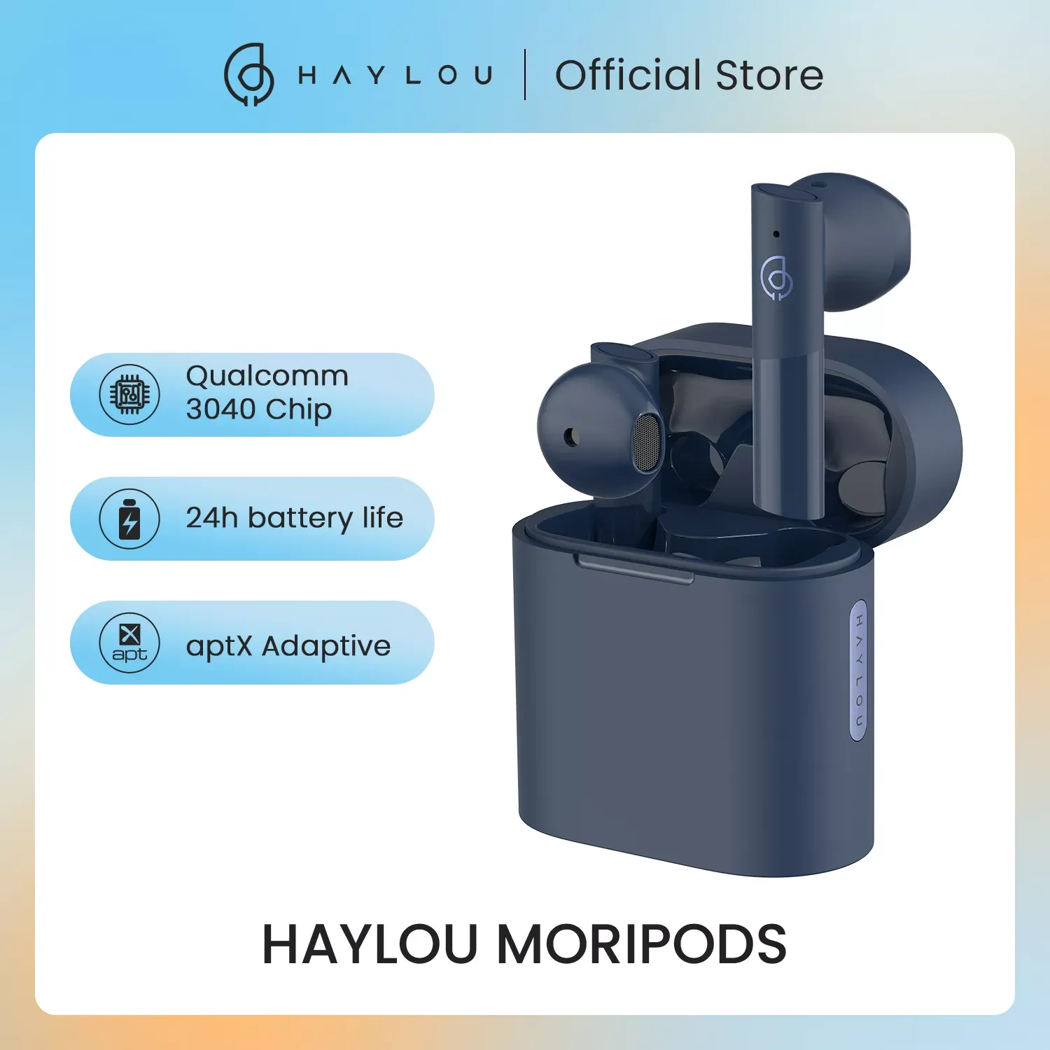 

HAY LOU MoriPods Bluetooth Earphone QCC 3040 Bluetooth 5.2 Earphones, aptX Adaptive/AAC/SBC HiFi Sound Wireless Headphones