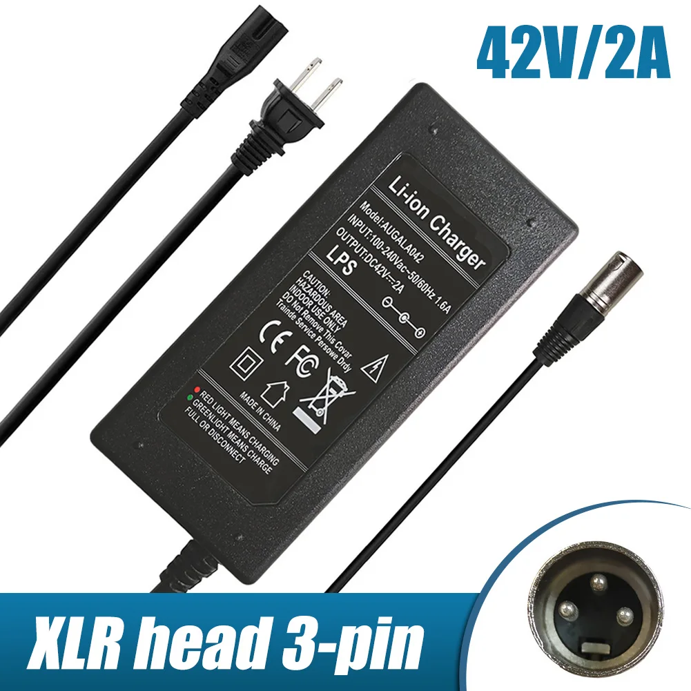 

Universal 42V 2A Scooter Charger Battery Charger Power Supply Adapters Use Male 3-Pin XLR Socket Connector Charger Accessories