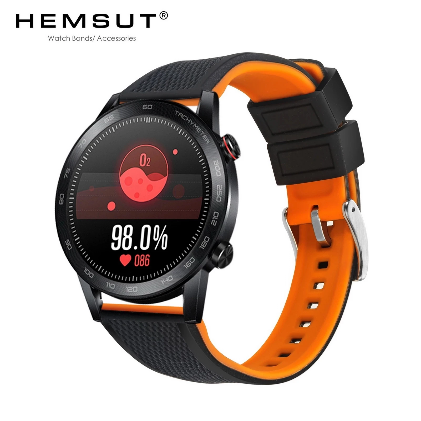 Hemsut Silicone Smart Watch Bands, 18mm 20mm 22mm Quick Release Rubber Watch Strap for Man Women Soft Replacement