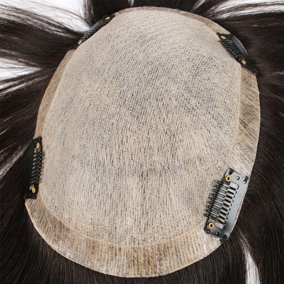 

DIFEI Synthesis Replace Block Men 1 Pieces Hair Unit Wig Man Toupee European Replacement System with Tapes Clip Ins Half Machine