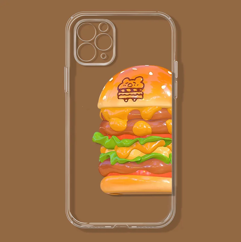 

Fun and Minimalist Hamburger Phone Case Transparent