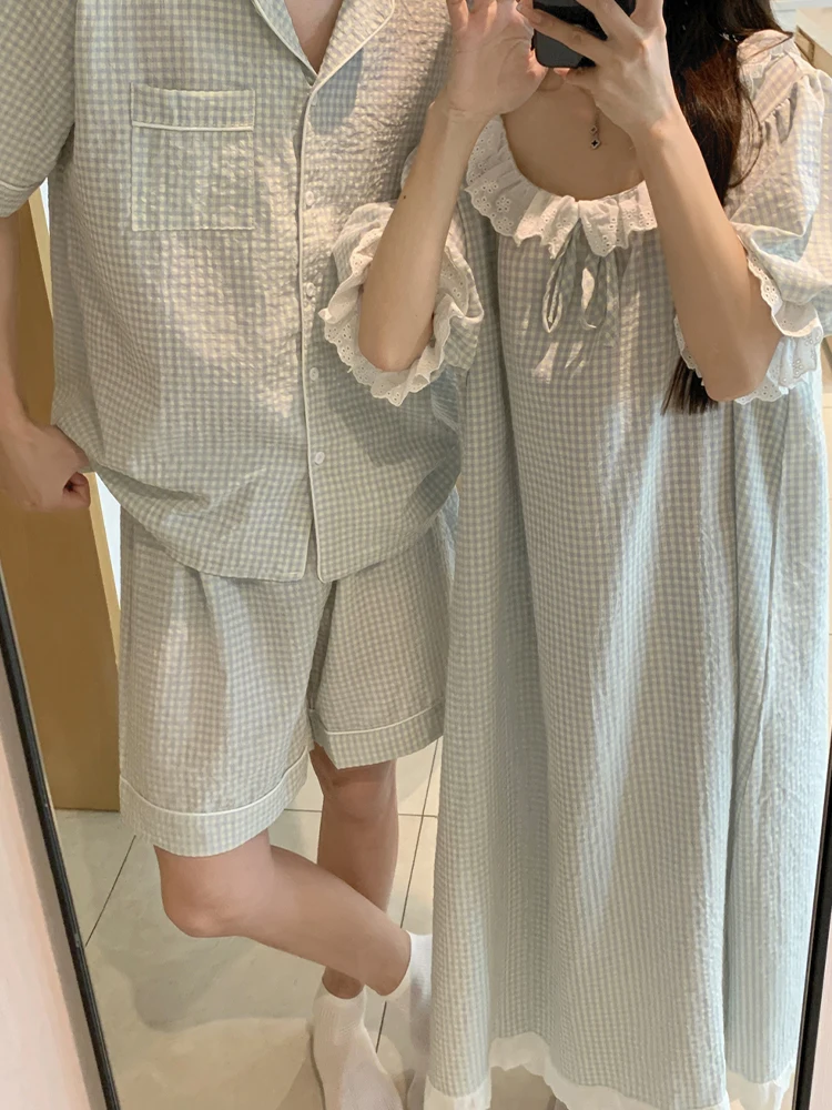 Милая принцесса Sle лоскутная кружевная клетчатая пижама с короткими рукавами для