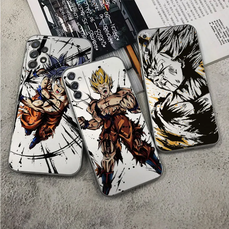 

Dragon-Ball Super Goku Phone Case for Samsung A73 A53 A52 A51 A50 A72 A71 A32 A33 A30 A31 A42 Metal Feel Silver Plating Cases