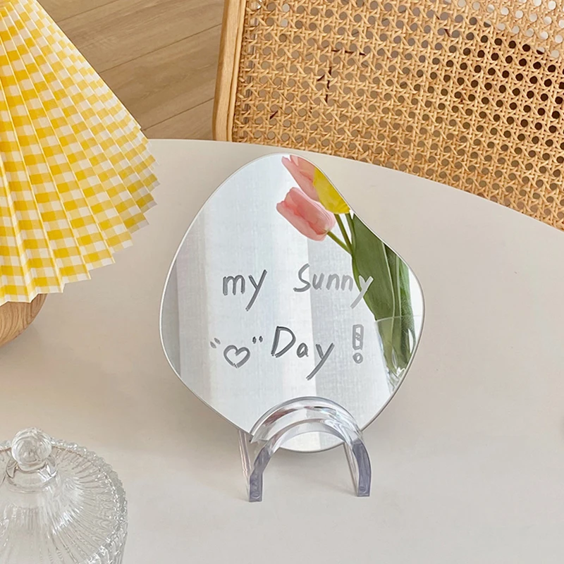 

Ассиметричное зеркало для макияжа в стиле Ins, стеклянные линзы с акриловой основой, настольное туалетное зеркало для макияжа, косметические...