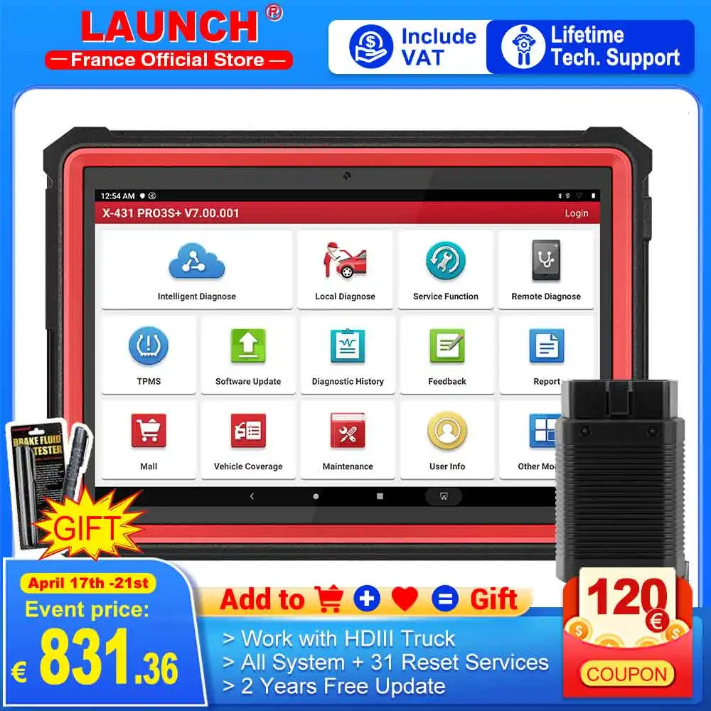 Диагностический инструмент LAUNCH X431 PRO3S + Plus диагностический для автомобиля 10 1