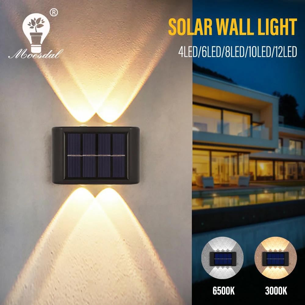 LED Solar Wall Light IP65 Waterproof Outdoor Garden Decorative Light Up and Down Lighting for Garden Corridor Landscape Light