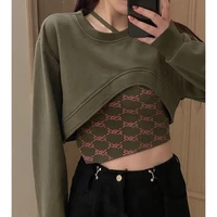 houzhou y2k harajuku sweatshirts women vintage oversized pullovers crop top female aesthetic grunge streetwear hoodie korean