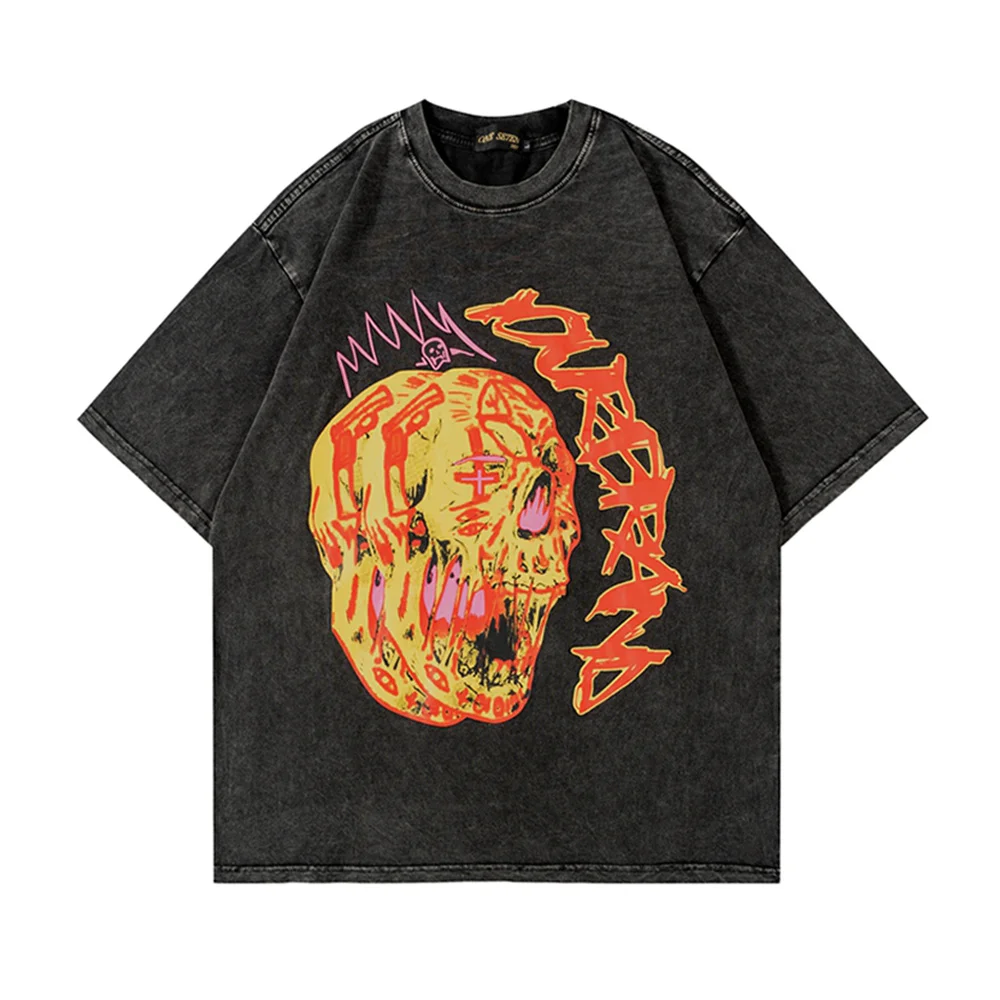 

Gothic Skulls Oversized Men Y2k T Shirts 2023 Hip Hop Streetwear Harajuku Anime Short Sleeve Cotton Tops Vintage Retro Tshirts
