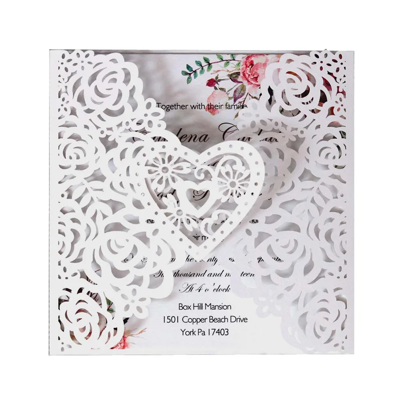 

10/20/30/50pcs Laser Cut Rose Love Heart Wedding Invitations Card Greeting Cards Valentine's Day Engagement Mariage Party Supply