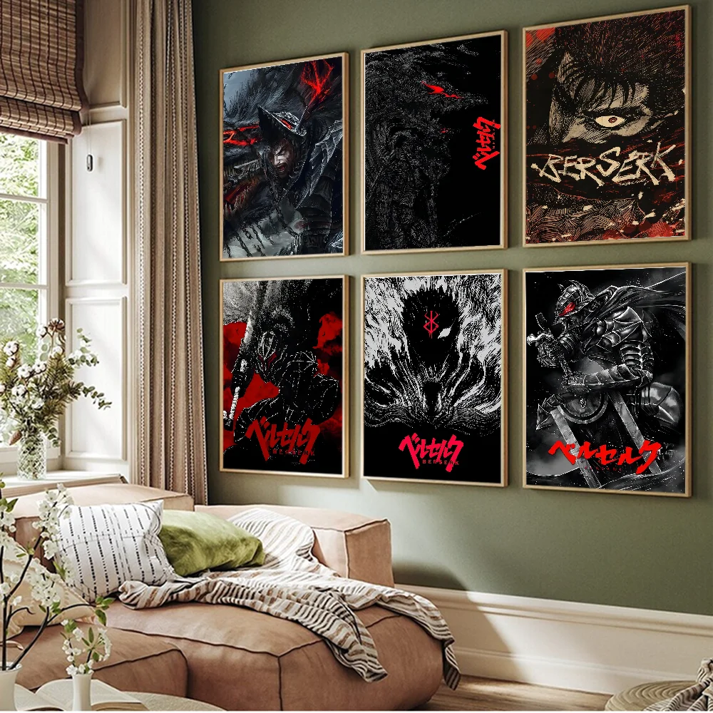 Берсерк японский самоклеящийся художественный постер HD качество настенное
