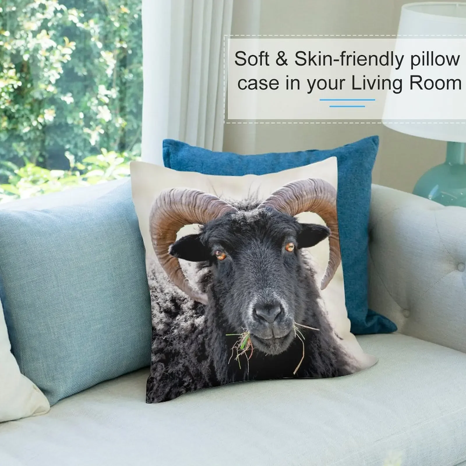 Черная овечья подушка Око к глазу Контактная гибрагипетская овца Подушка в