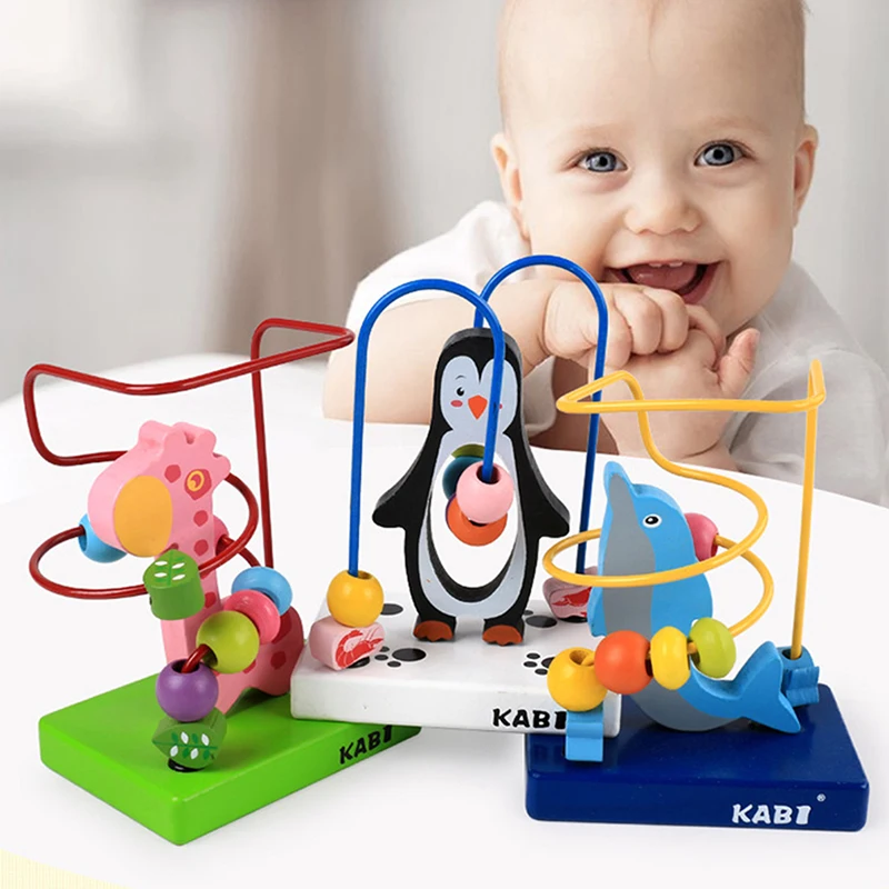 

Baby Educational Toys Multifunctional Animal Beads Maze Dolphins Giraffes Baby Early Learning Wooden Toys Birthday Gift