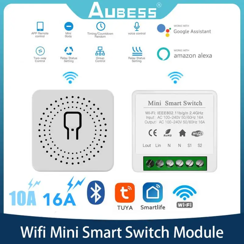 

10A/16A Wifi/Blue-tooth Mini Smart Switch TUYA Smart Life Timer Wireless Switch Voice Control With Tmall Genie Alexa Google Home